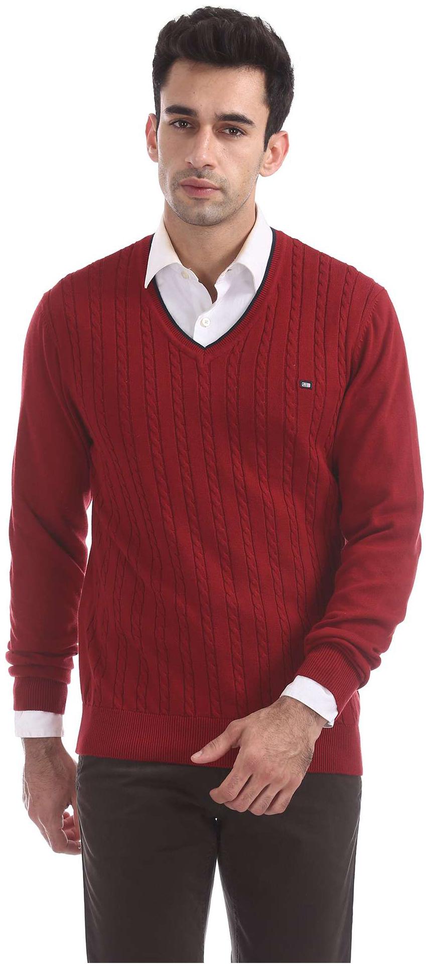 

Arrow Men Red V neck Pullover