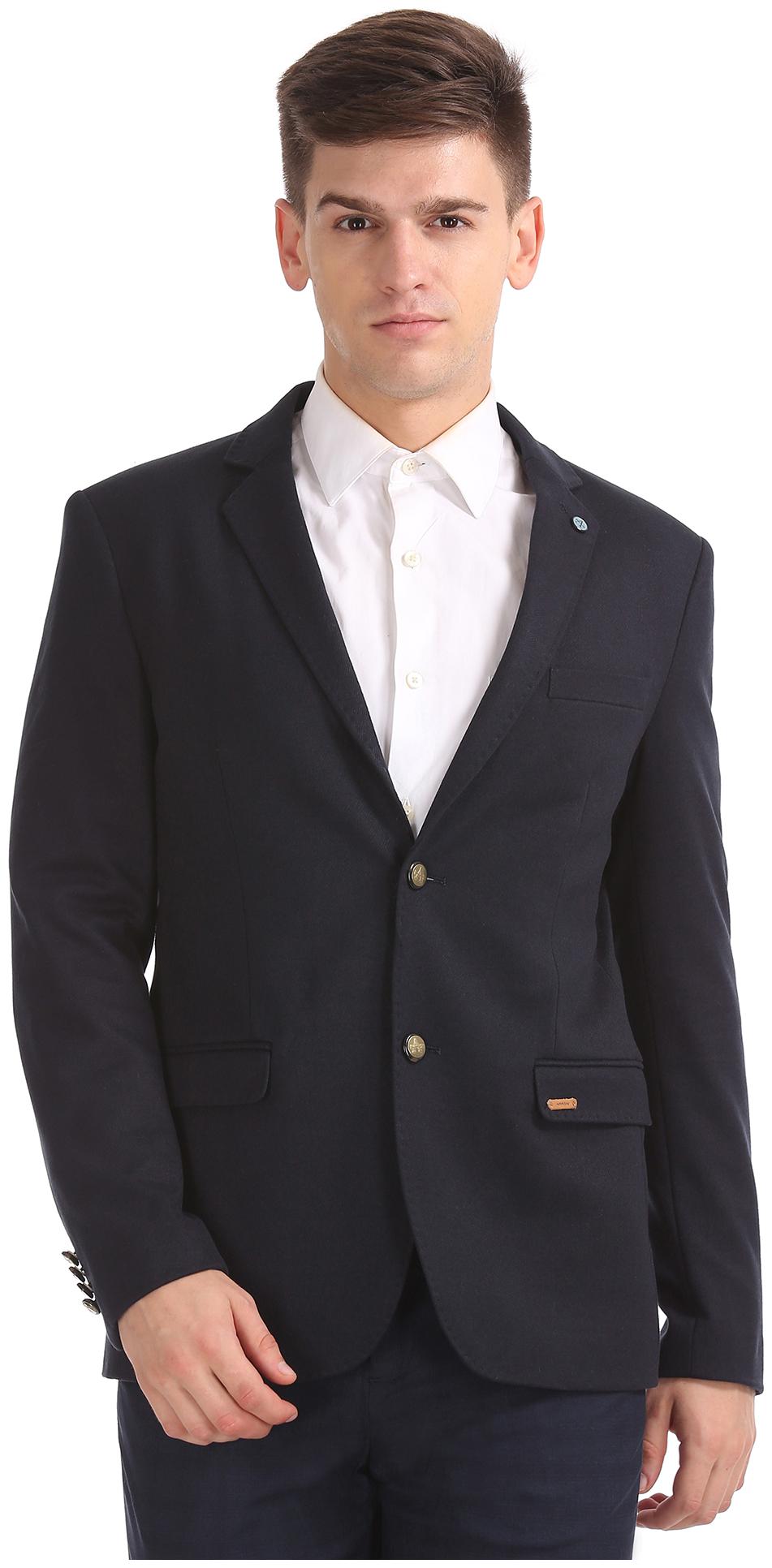 

Arrow Men Blue Solid Slim fit Single Breasted Blazer