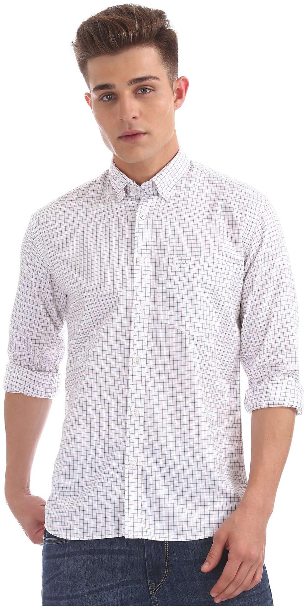

Arrow Men White Checked Regular Fit Casual Shirt