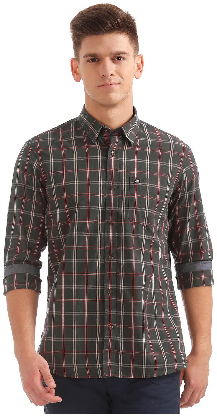 

Arrow Men Grey Checked Regular Fit Casual Shirt
