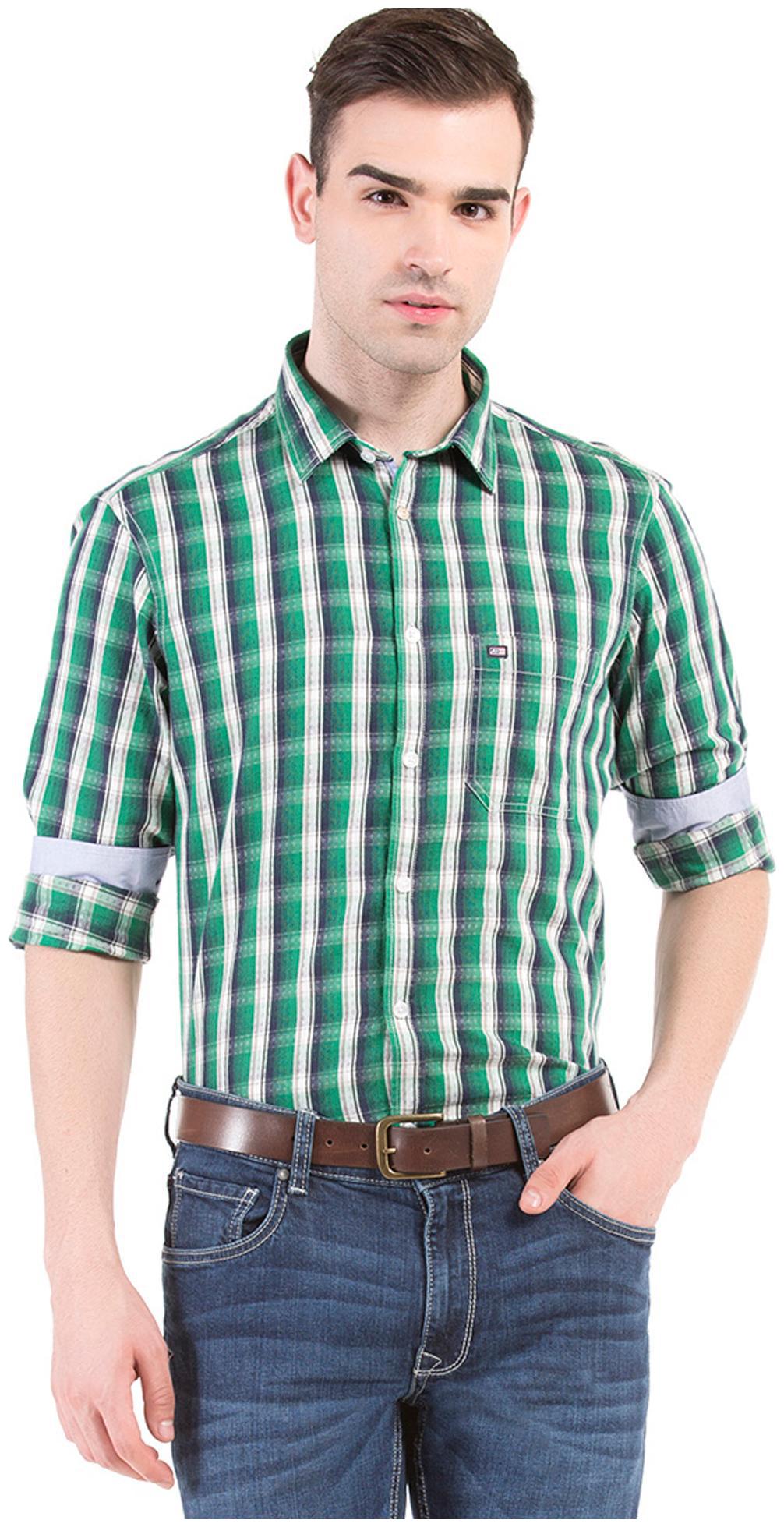 

Arrow Men Green Vertical Stripes Slim Fit Casual Shirt