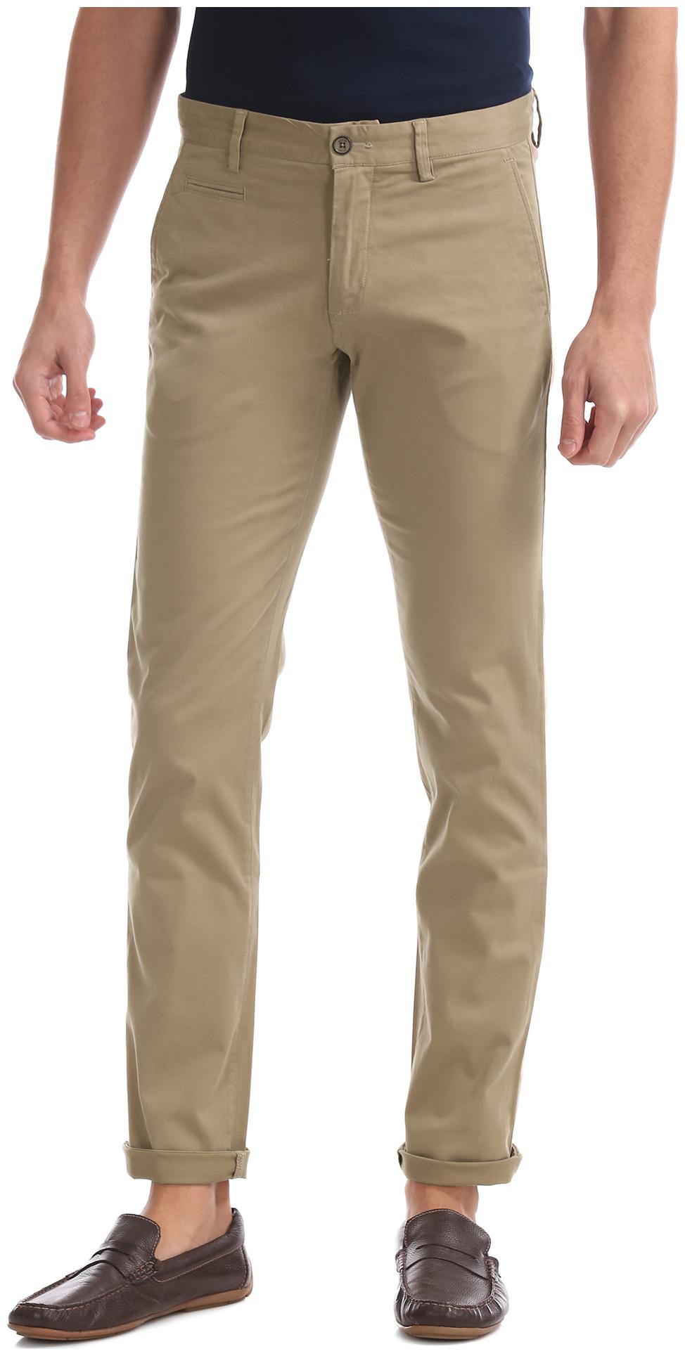 

Arrow Men Beige Solid Slim fit Regular trousers