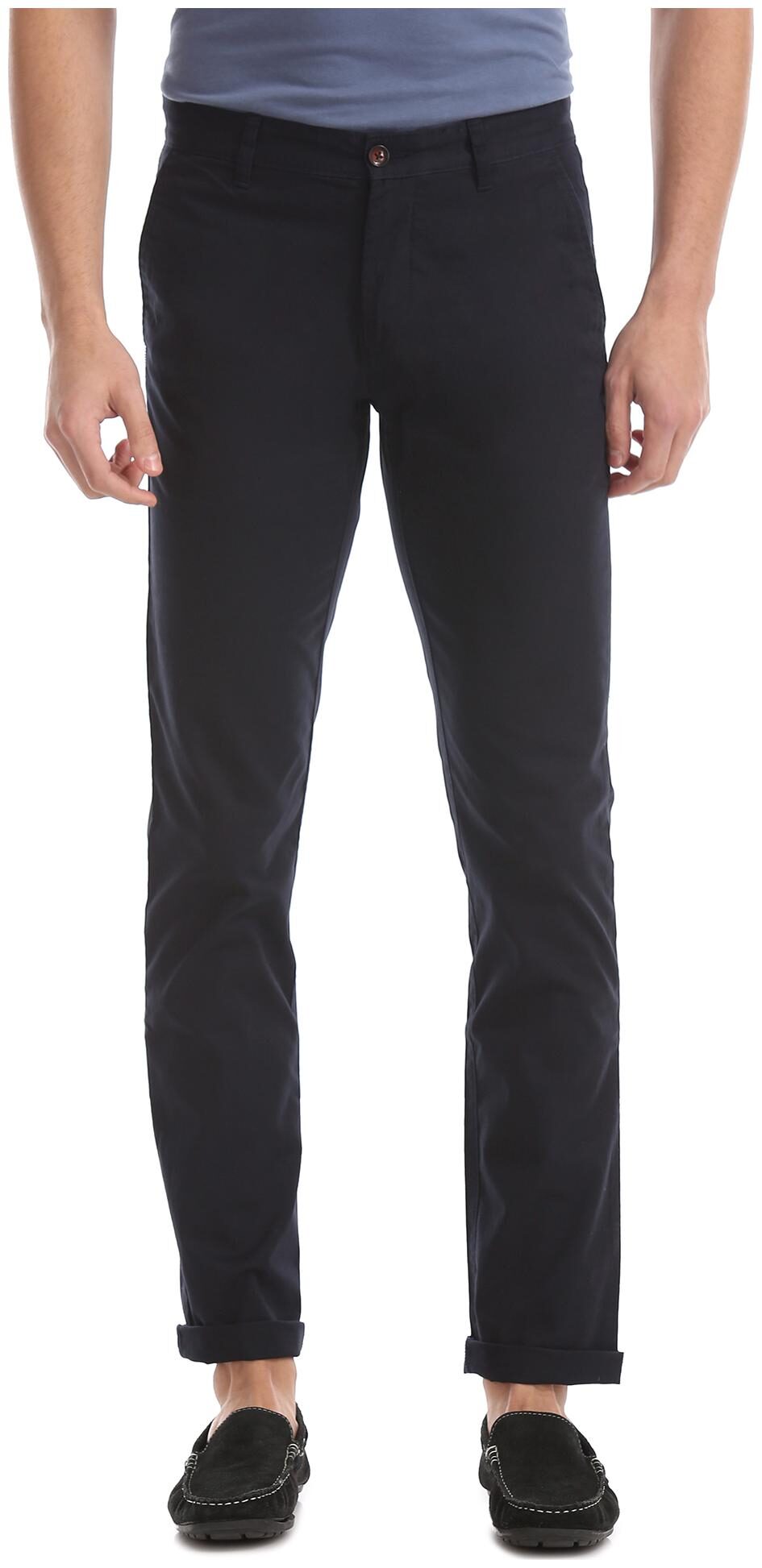 

Arrow Men Blue Solid Slim fit Regular trousers