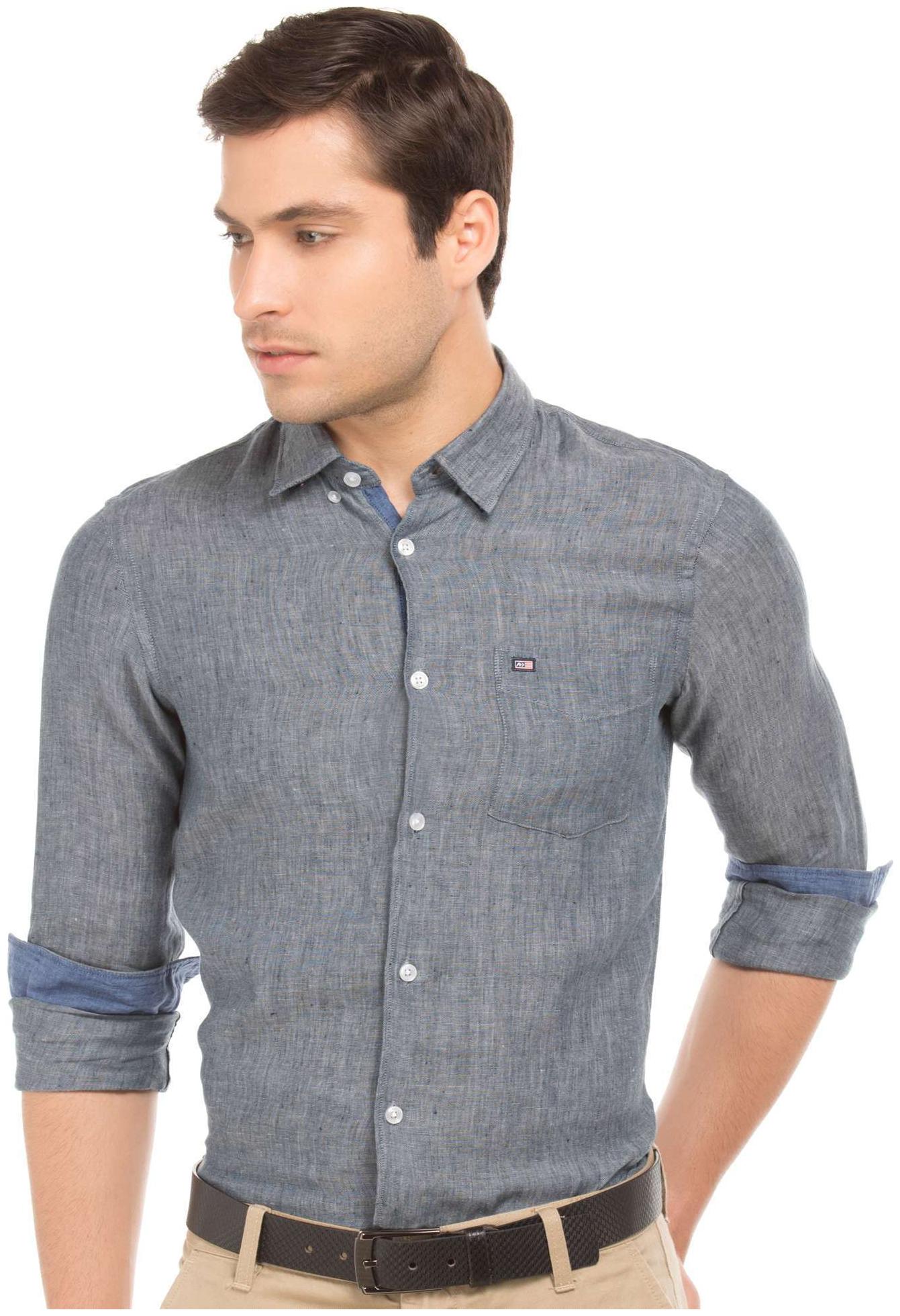 

Arrow Men Blue Solid Slim Fit Casual Shirt