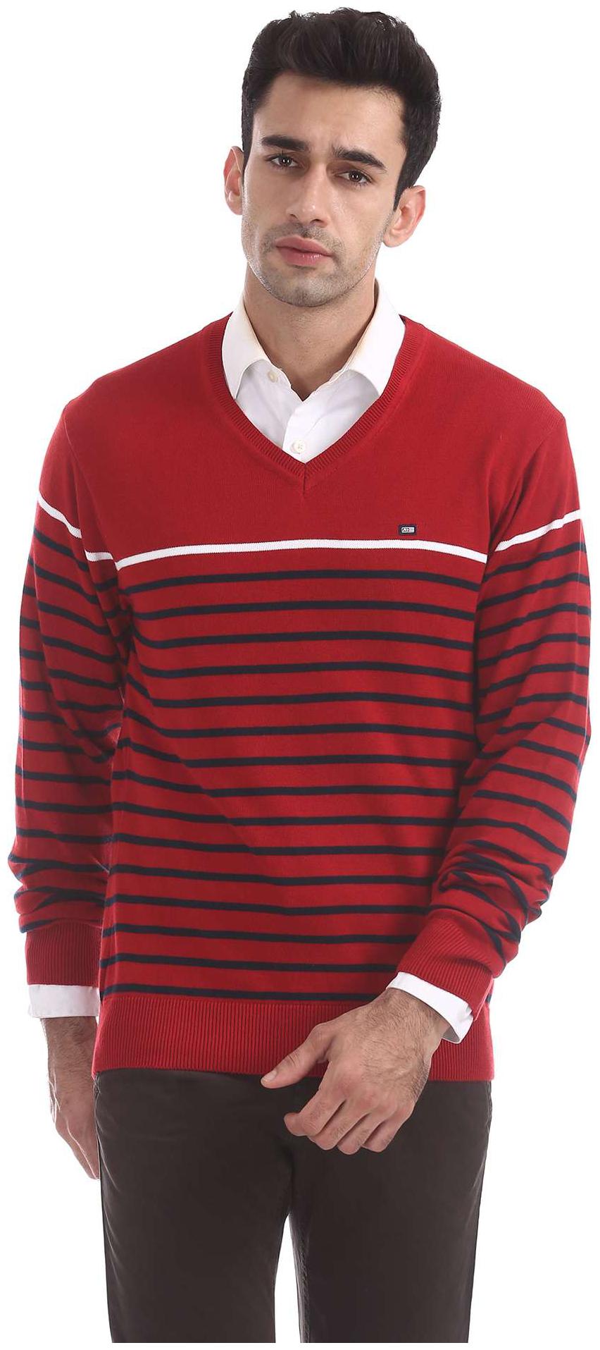 

Arrow Men Red V neck Pullover