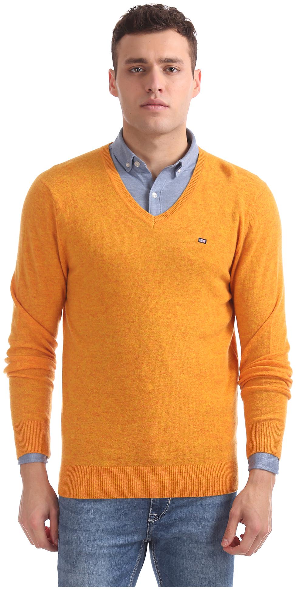 

Arrow Men Yellow V neck Pullover