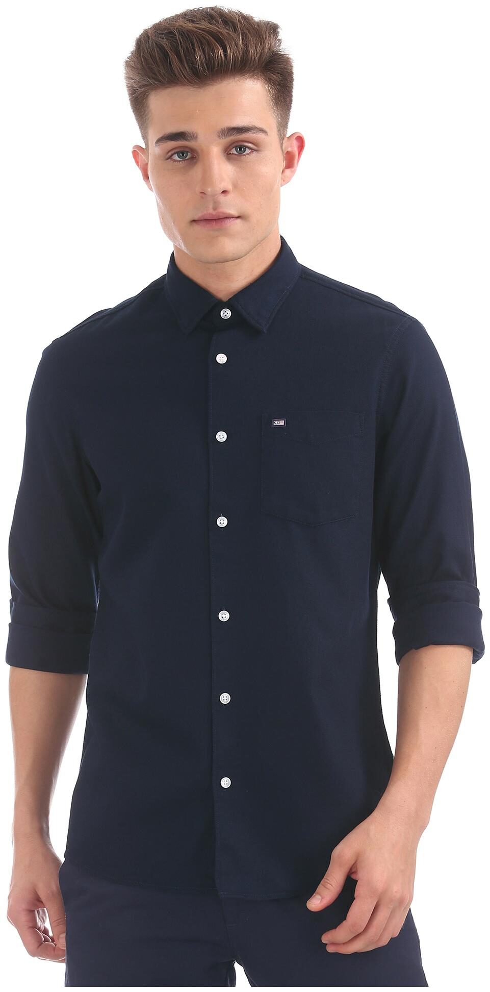 

Arrow Men Blue Solid Slim Fit Casual Shirt