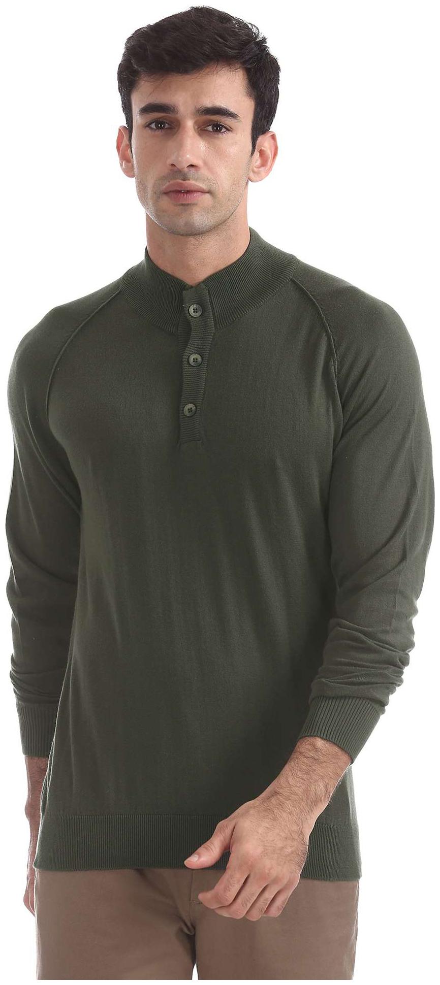 

Arrow Men Green High neck Pullover