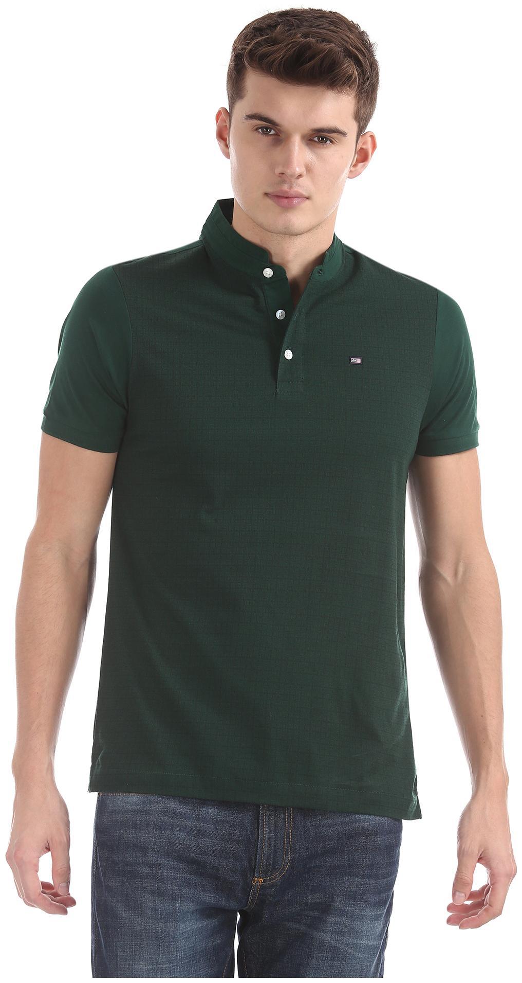 

Arrow Men Green Regular fit Cotton Mandarin collar T-Shirt - Pack Of 1