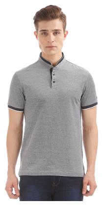 

Arrow Men Grey Regular fit Cotton Mandarin collar T-Shirt - Pack Of 1