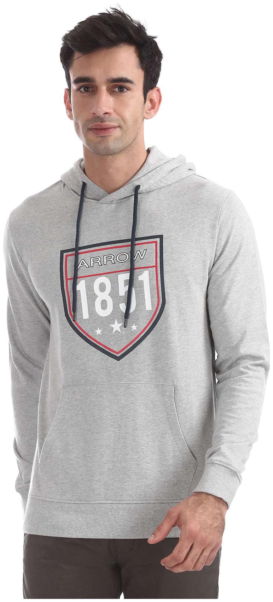 

Arrow Men Grey Round neck Hoodie
