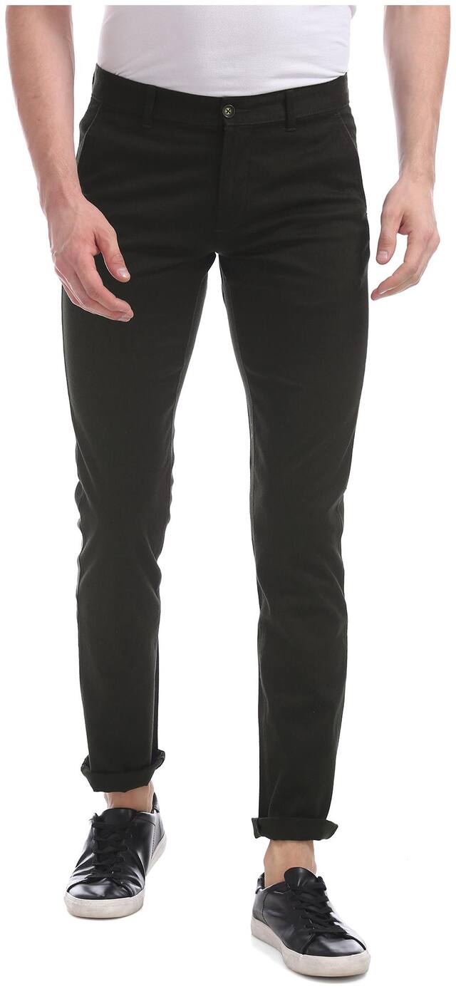 Arrow Men Solid Slim Fit Formal Trouser - Black
