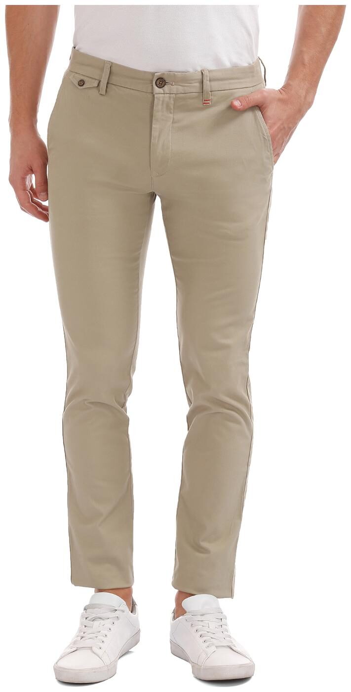 

Arrow Sports Beige Cotton Flat Front Slim Fit Trousers