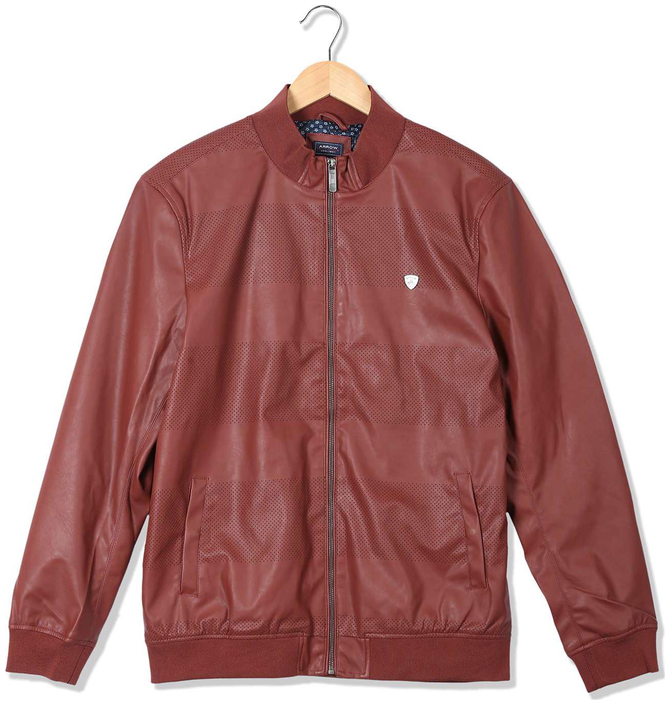 

Arrow Men Red Solid Bomber jacket