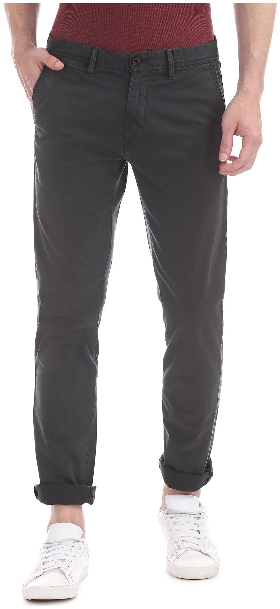 

Arrow Men Grey Solid Slim fit Regular trousers