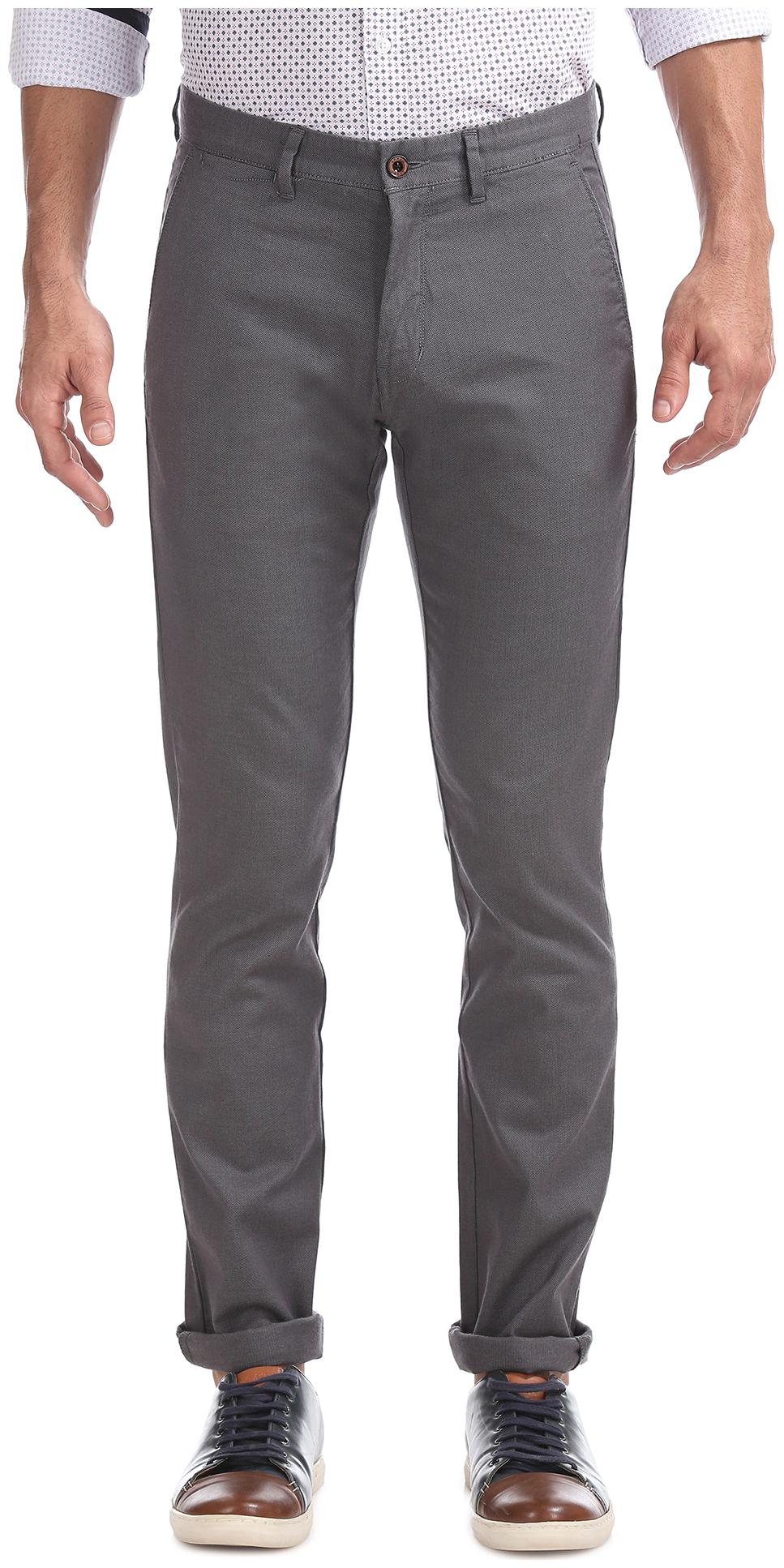 

Arrow Men Grey Solid Slim fit Regular trousers