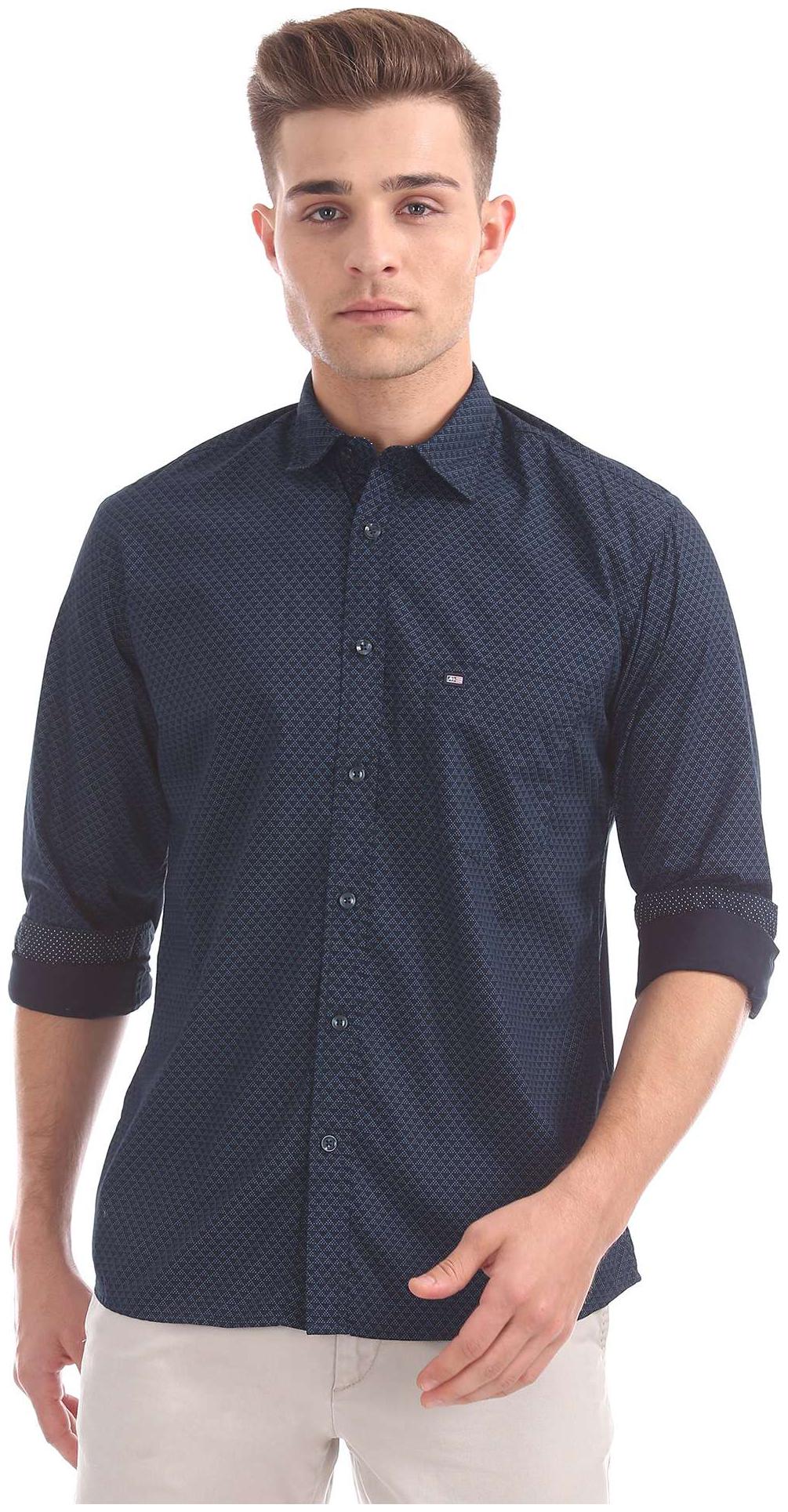 

Arrow Men Blue Printed Regular Fit Casual Shirt