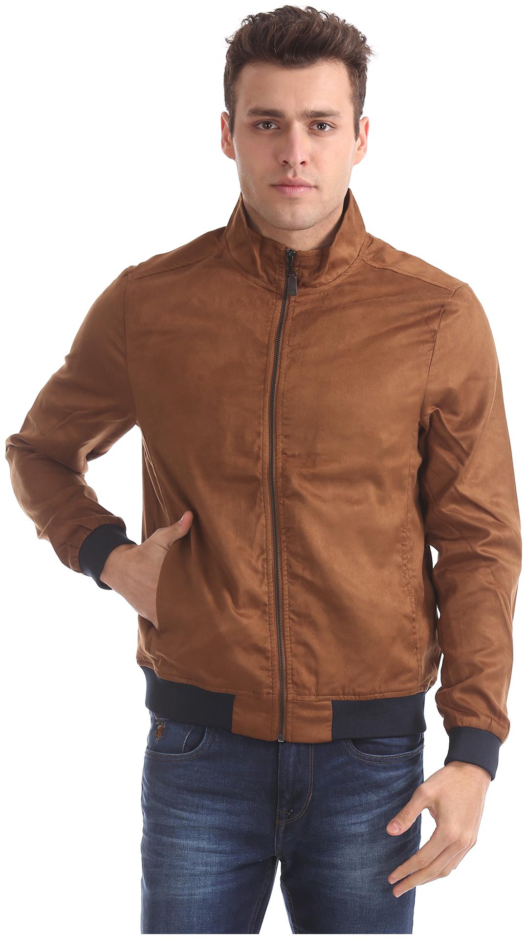 

Arrow Men Brown Solid Bomber jacket