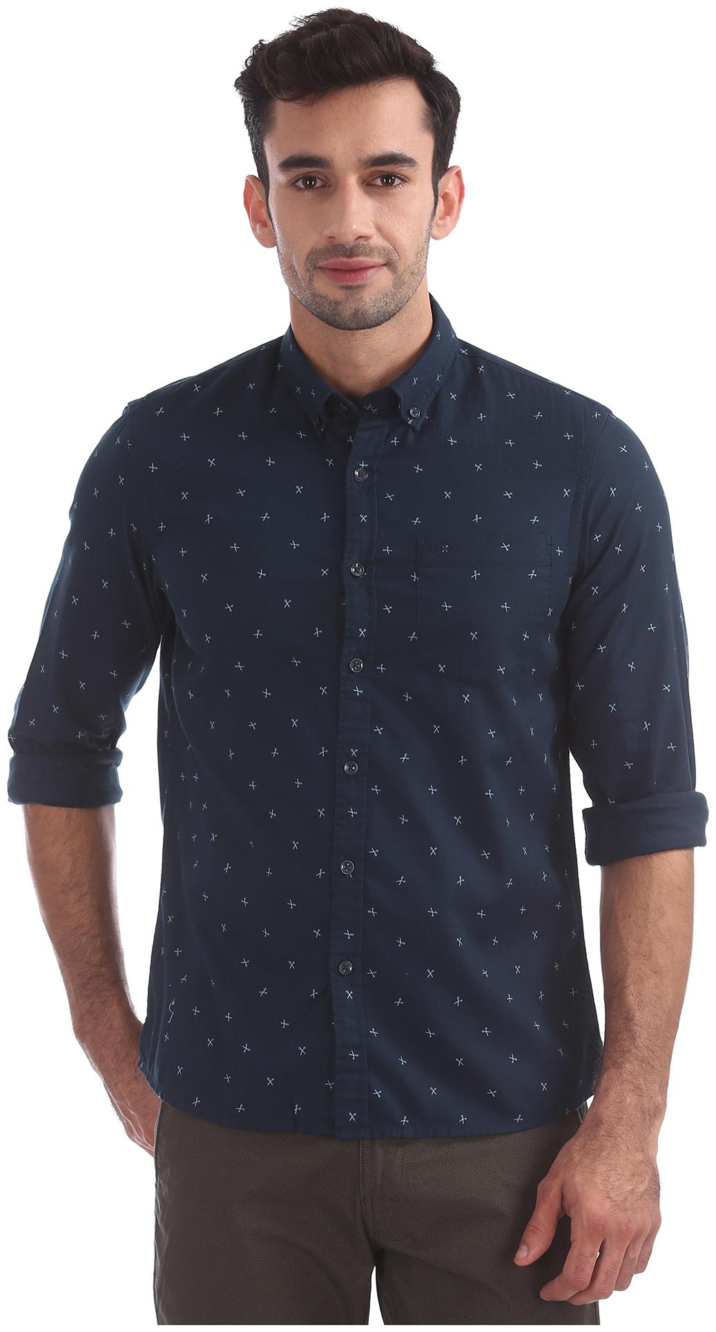 

Arrow Men Blue Printed Slim Fit Casual Shirt