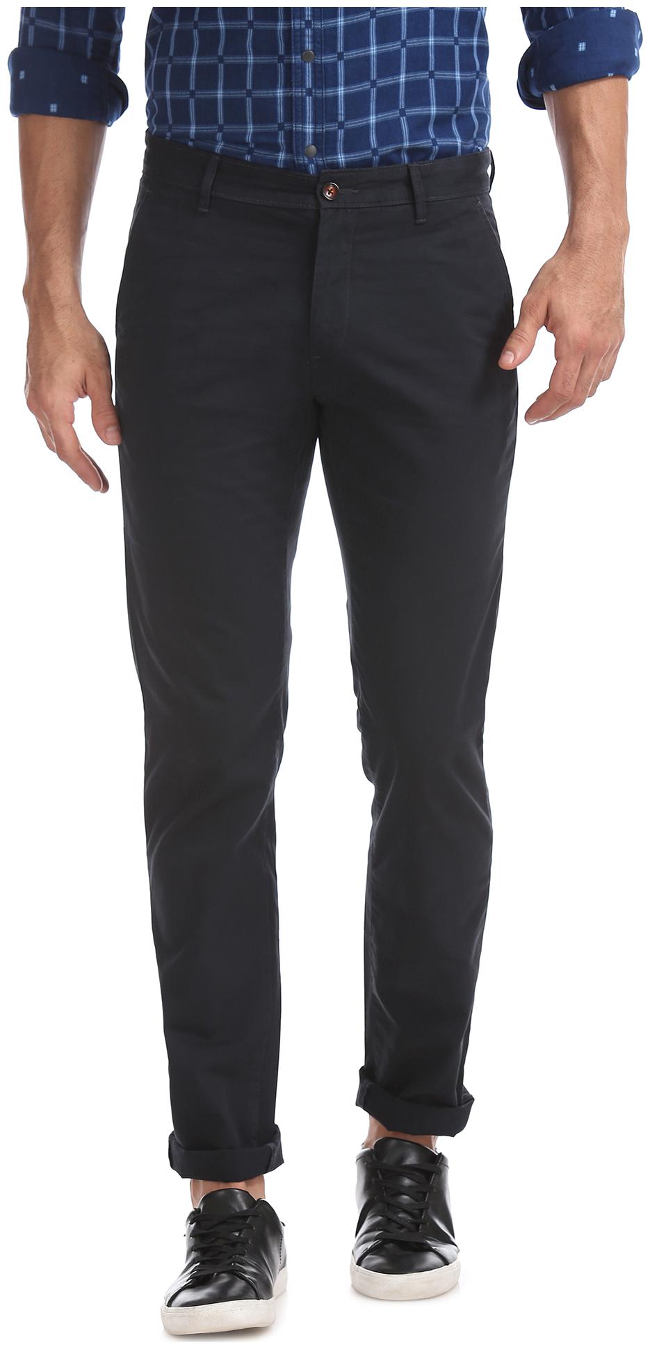 

Arrow Men Blue Solid Slim fit Regular trousers