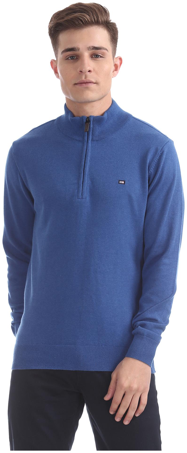 

Arrow Men Blue High neck Pullover