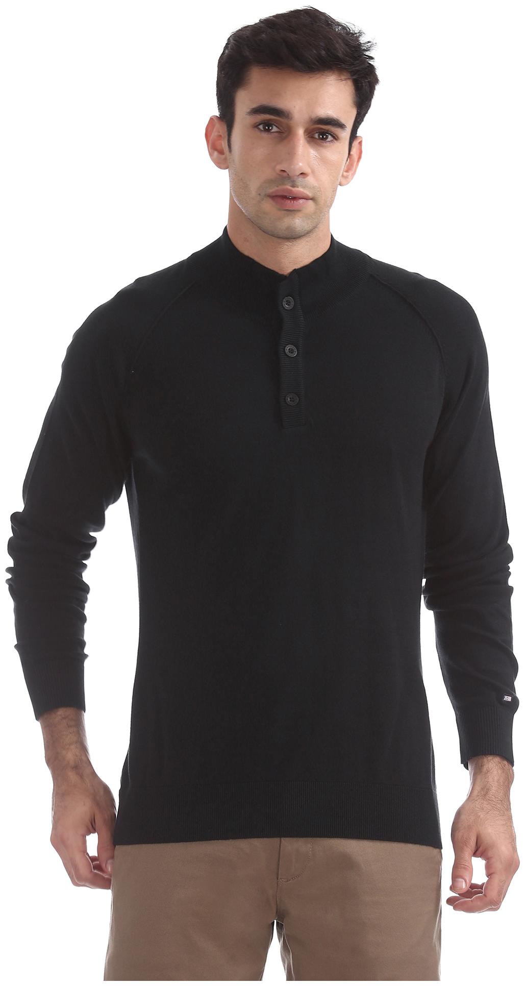 

Arrow Men Black High neck Pullover