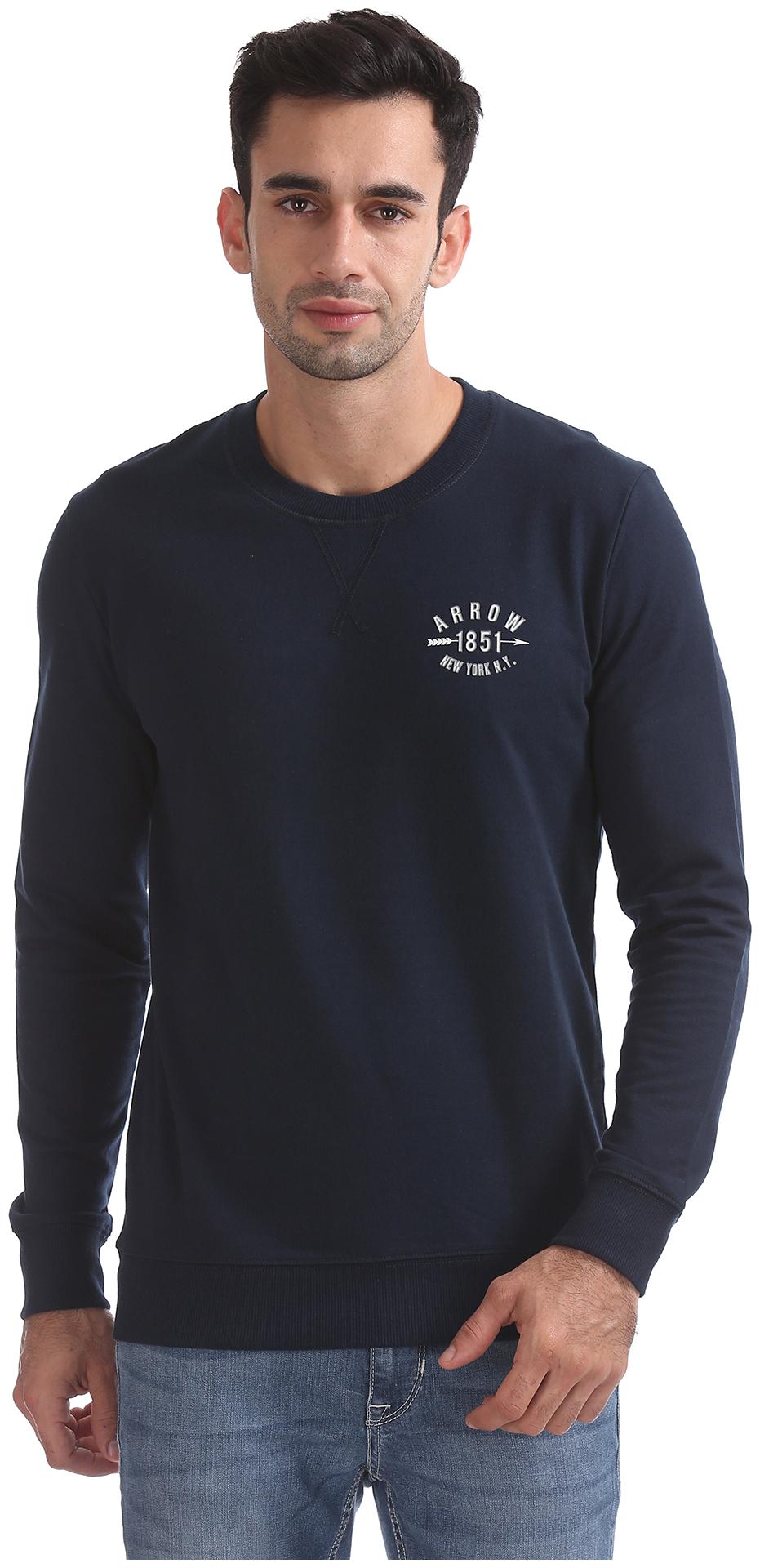 

Arrow Men Blue Round neck Sweatshirt