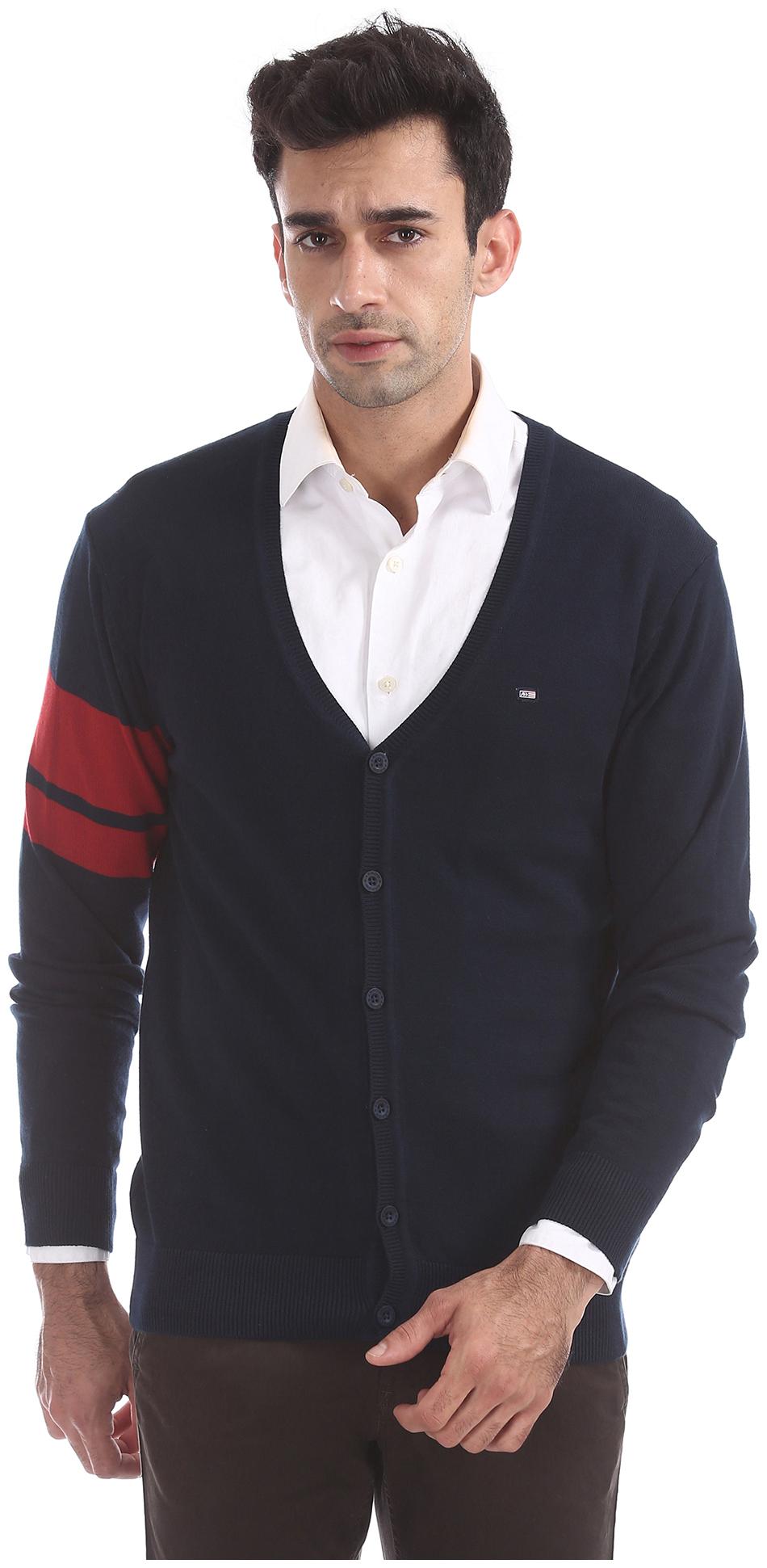 

Arrow Men Blue V neck Cardigan