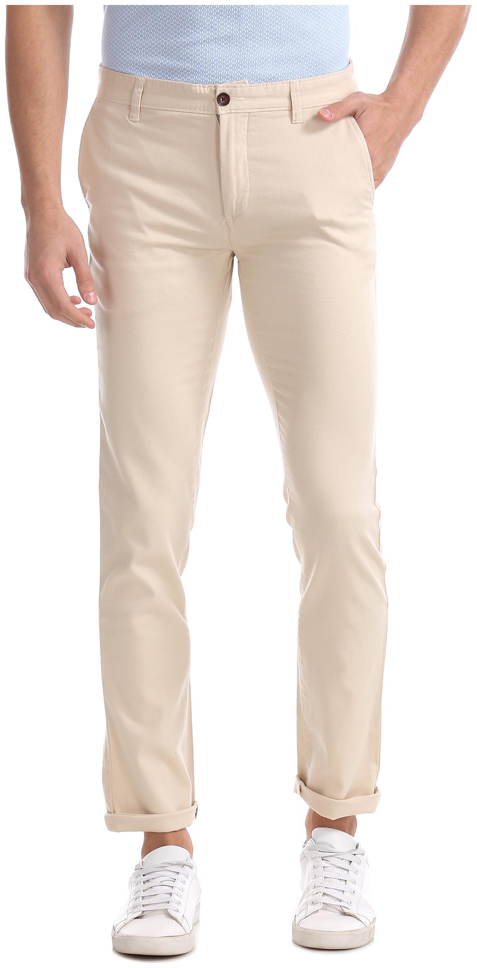 

Arrow Men Beige Solid Slim fit Regular trousers
