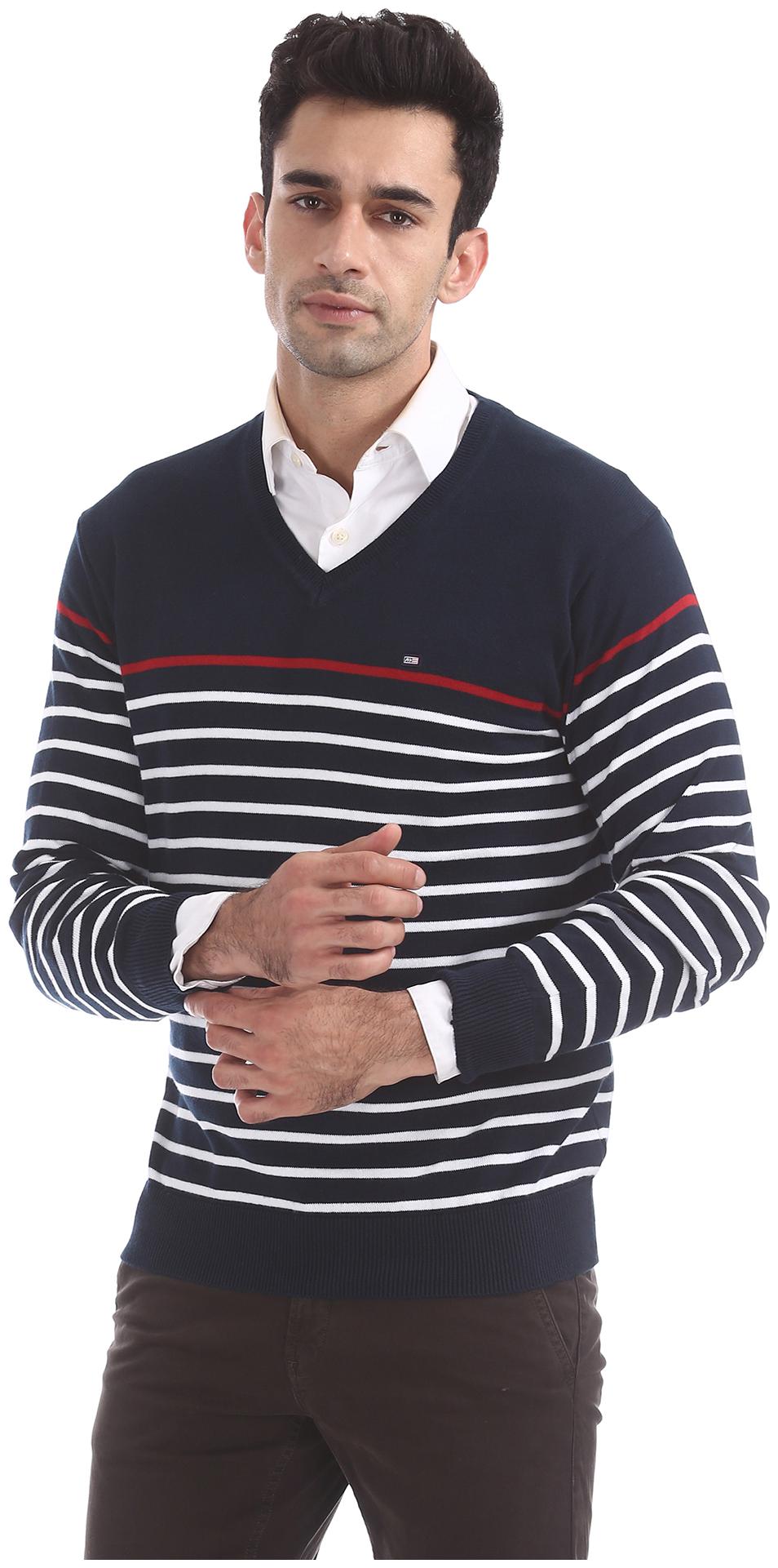

Arrow Men Blue V neck Pullover