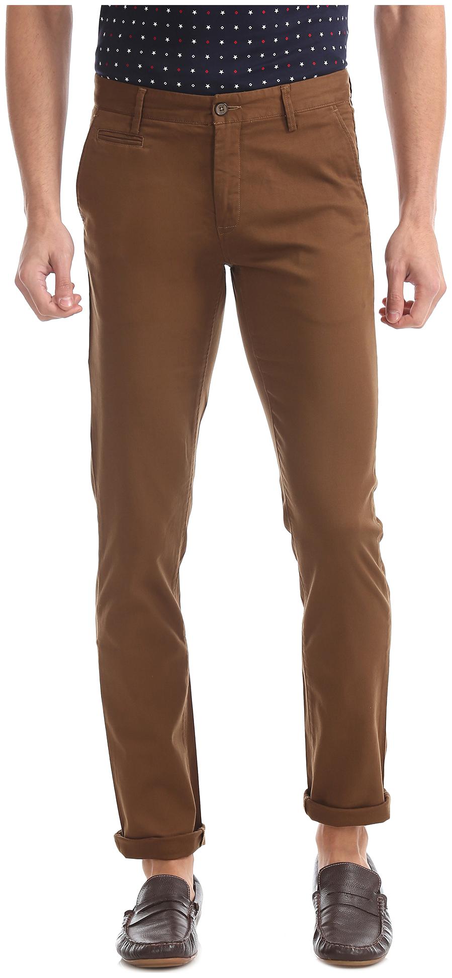 

Arrow Men Brown Solid Slim fit Regular trousers
