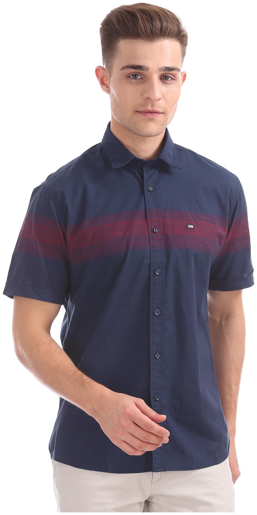 

Arrow Men Blue Horizontal Stripes Regular Fit Casual Shirt