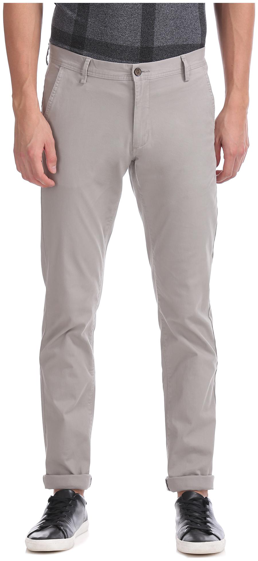 

Arrow Men Grey Solid Slim fit Regular trousers