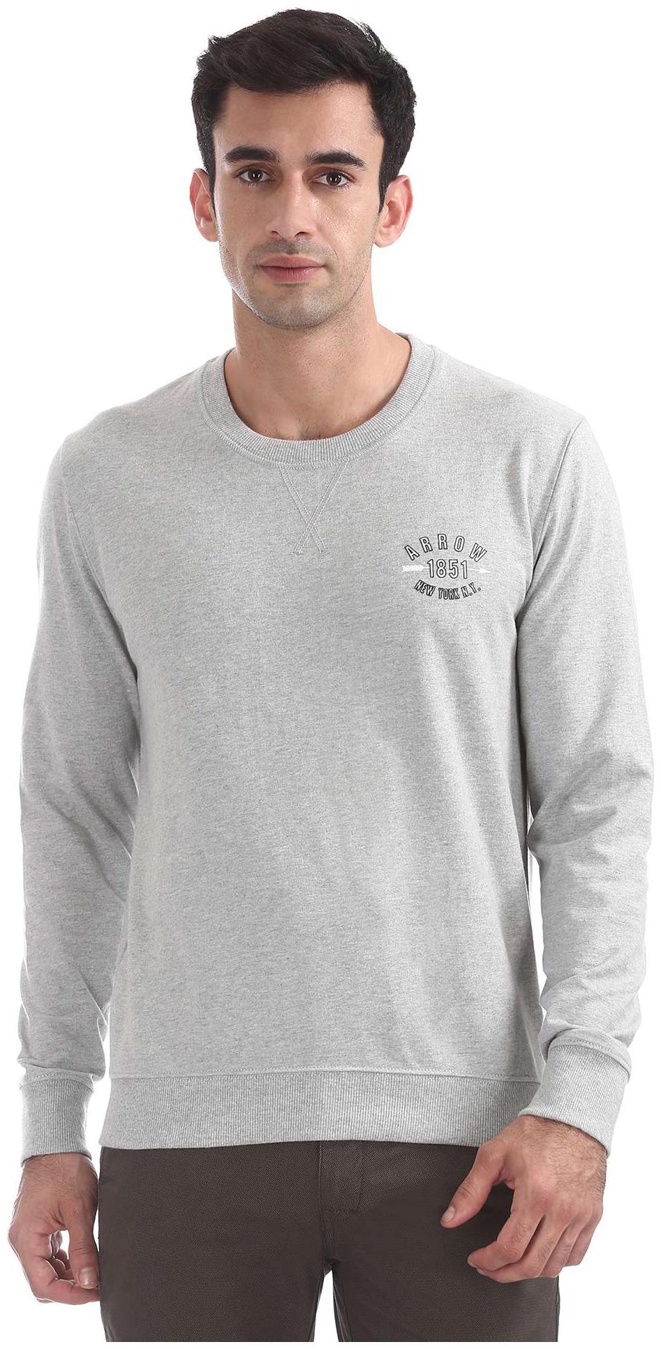 

Arrow Men Grey Round neck Sweatshirt