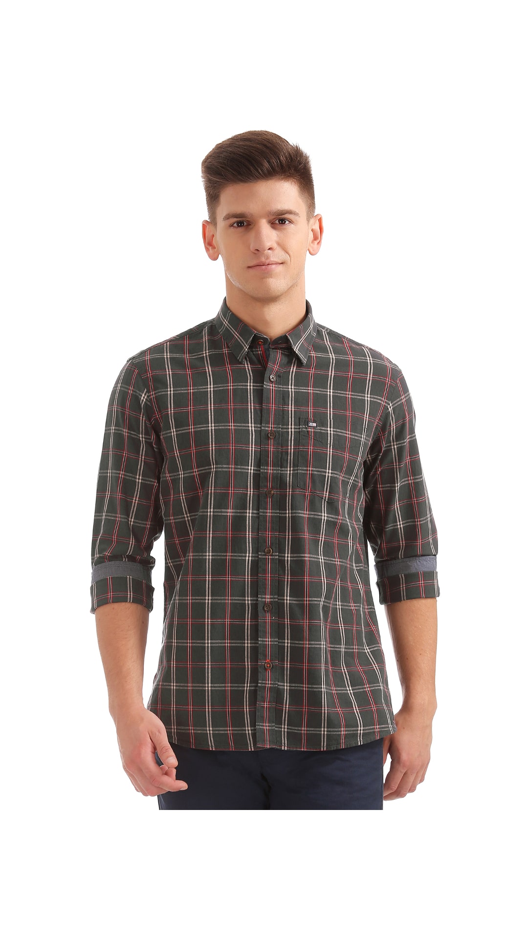 

Arrow Men Grey Checked Regular Fit Casual Shirt