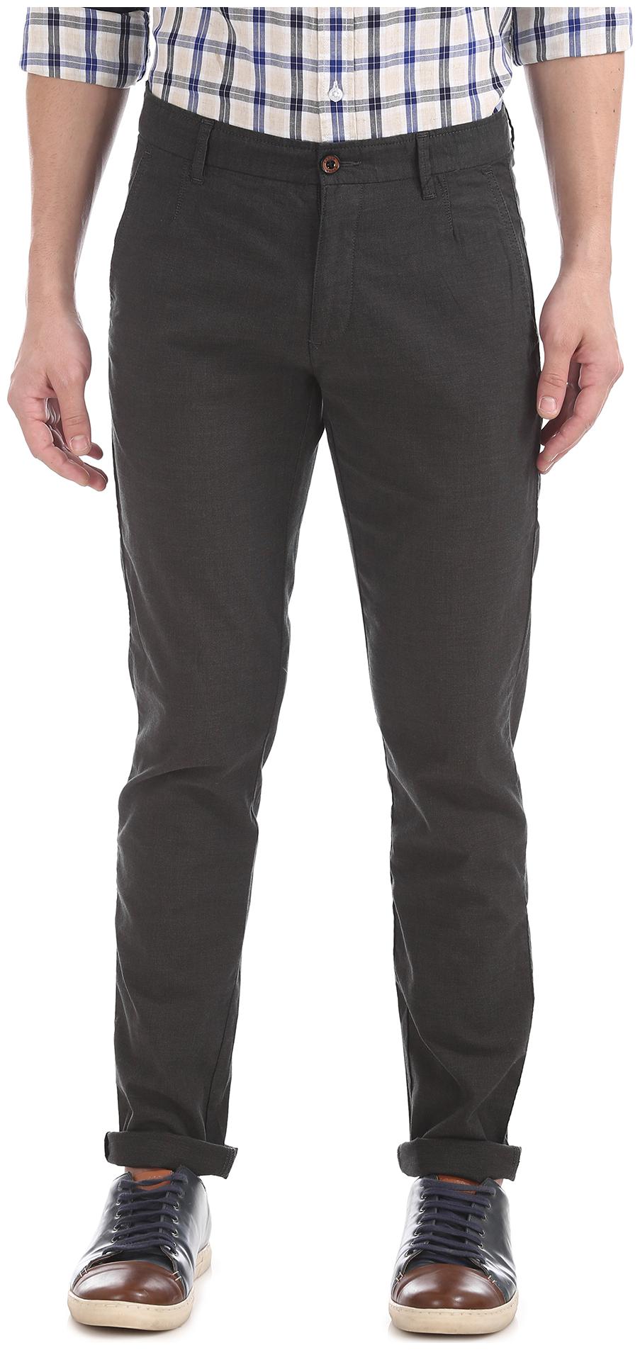 

Arrow Men Grey Solid Slim fit Regular trousers