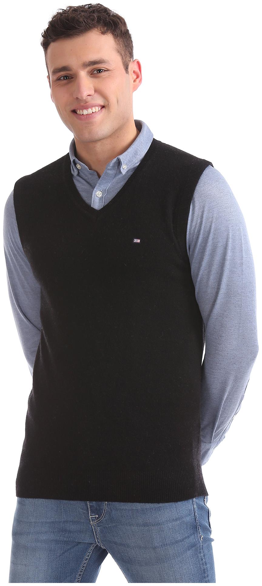 

Arrow Men Black V neck Pullover