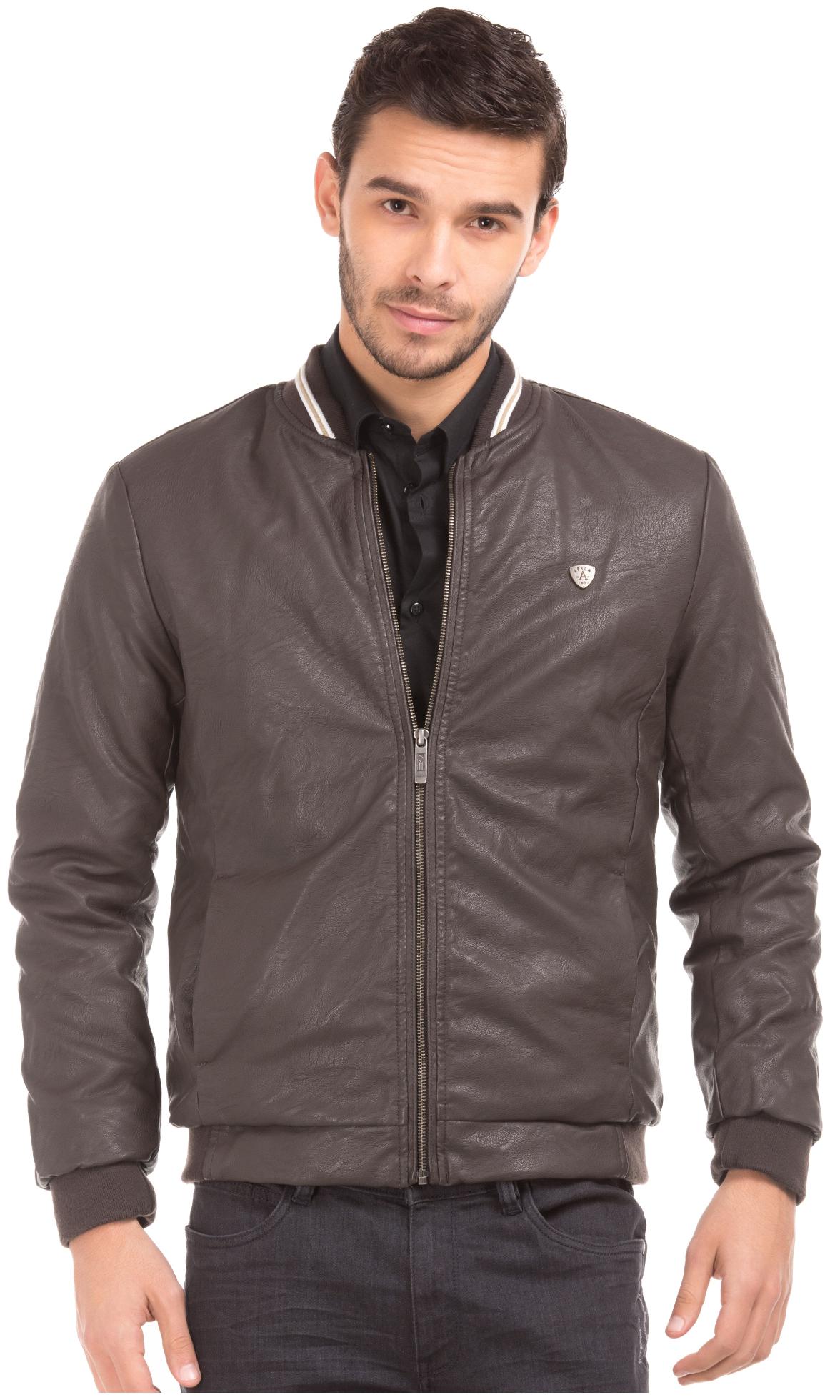 

Arrow Men Brown Solid Bomber jacket