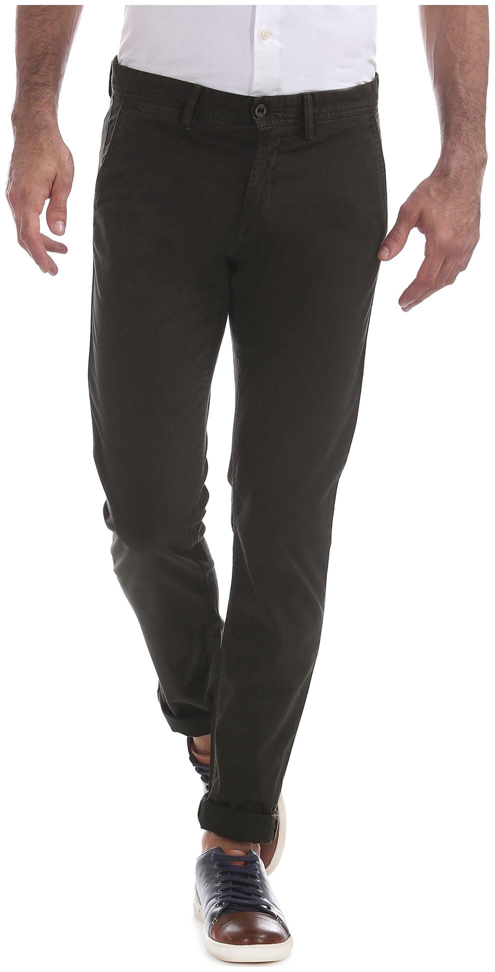 

Arrow Men Green Solid Slim fit Regular trousers