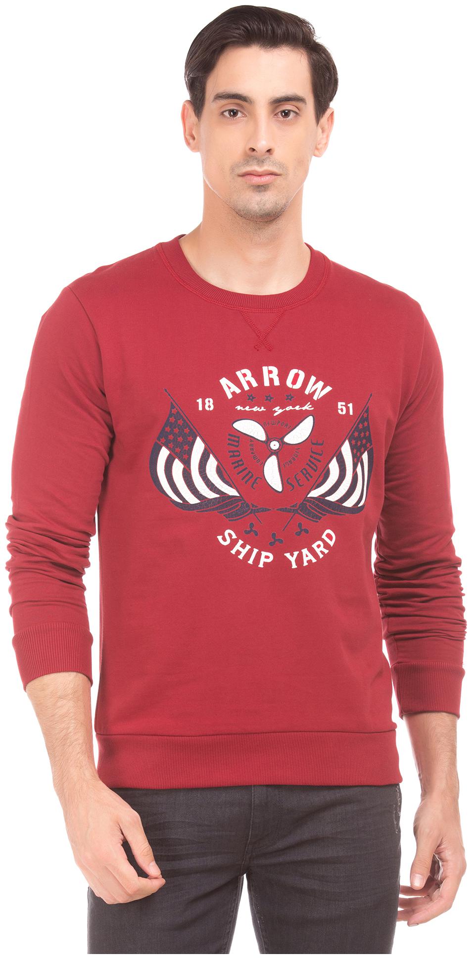 

Arrow Men Red Round neck Sweatshirt