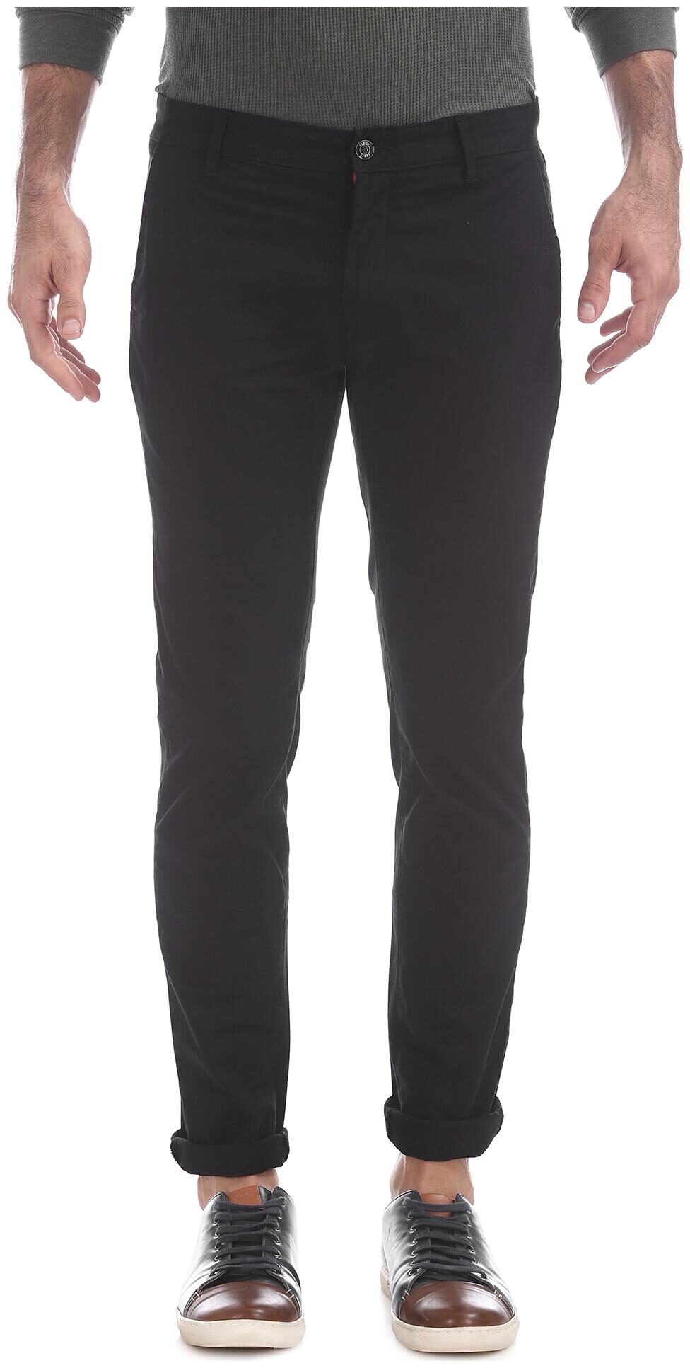 

Arrow Men Black Solid Slim fit Regular trousers