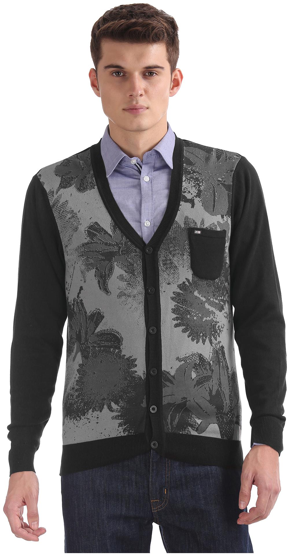

Arrow Men Grey V neck Cardigan