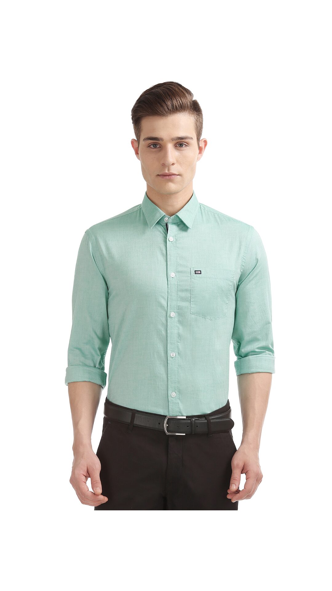 

Arrow Men Blue Solid Slim Fit Casual Shirt
