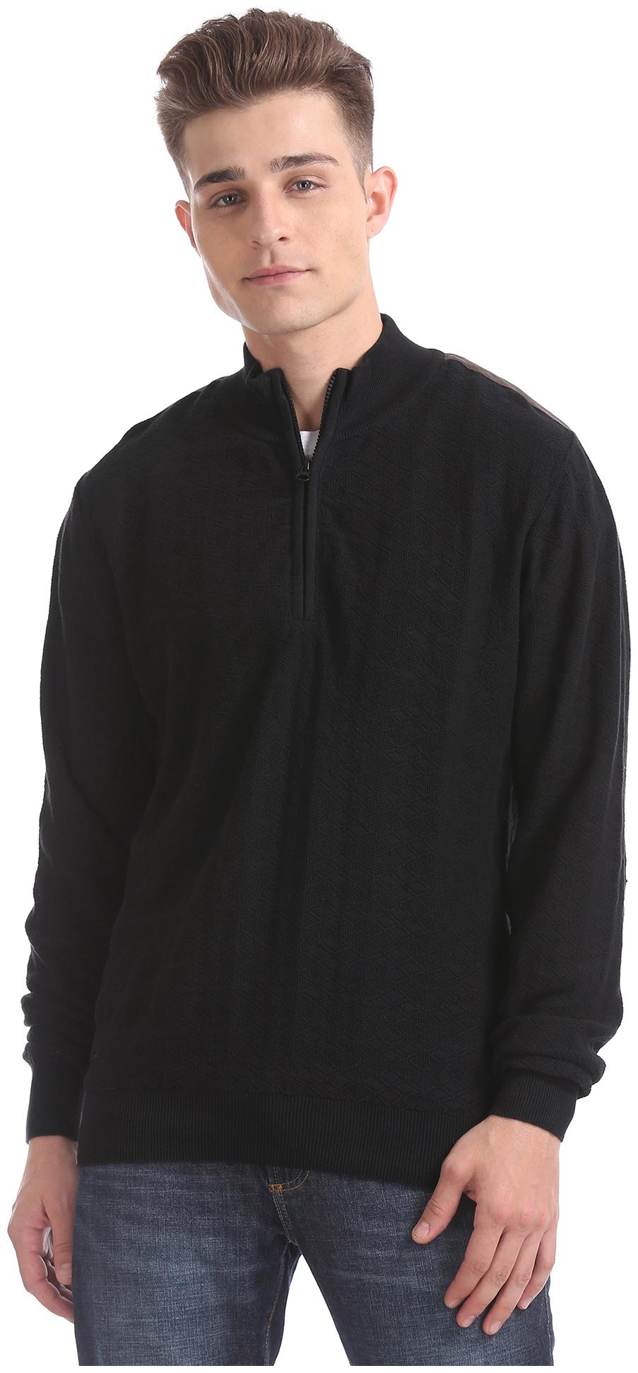 

Arrow Men Black High neck Pullover