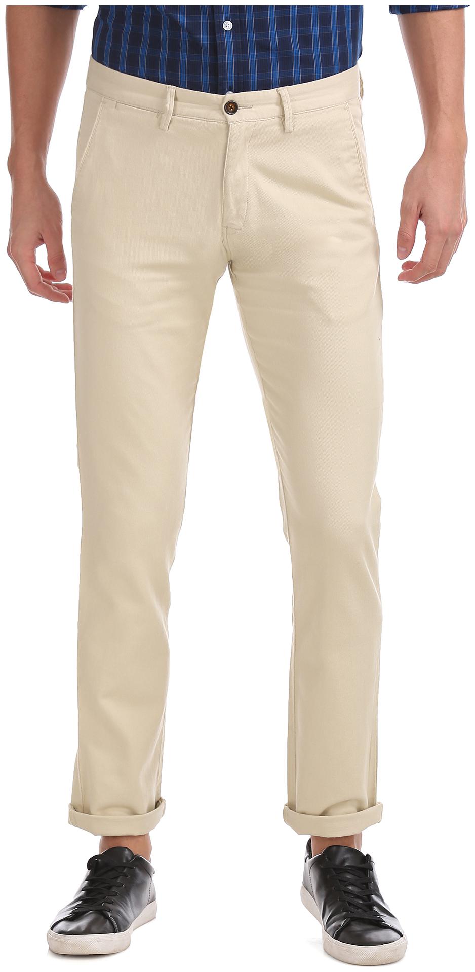 

Arrow Men White Solid Slim fit Regular trousers