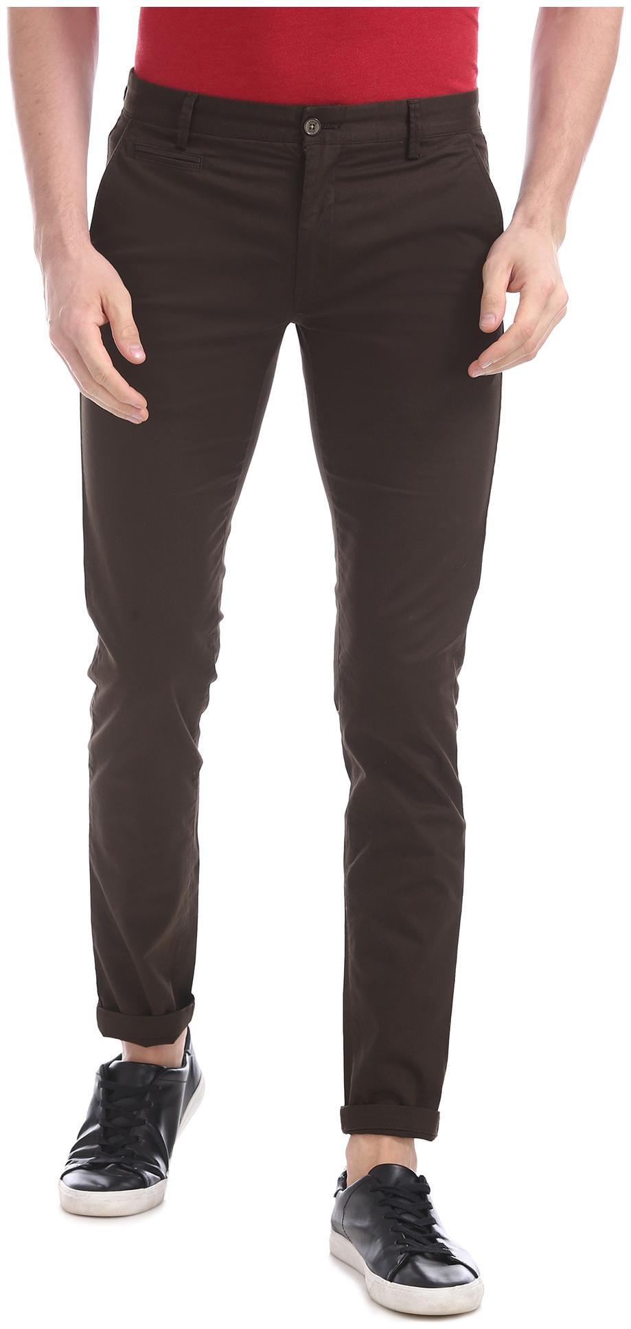 

Arrow Men Brown Solid Slim fit Regular trousers