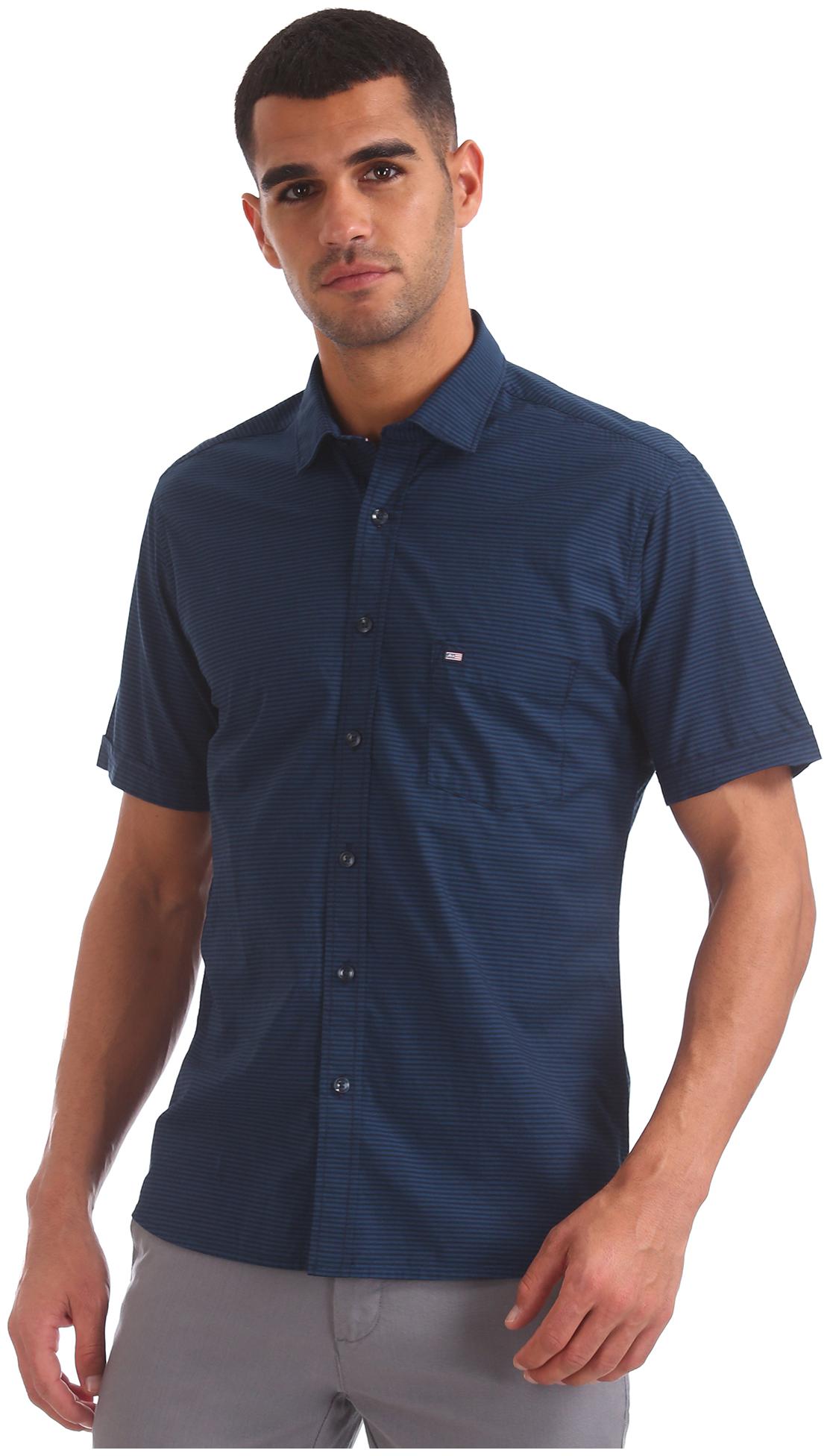

Arrow Men Blue Horizontal Stripes Regular Fit Casual Shirt