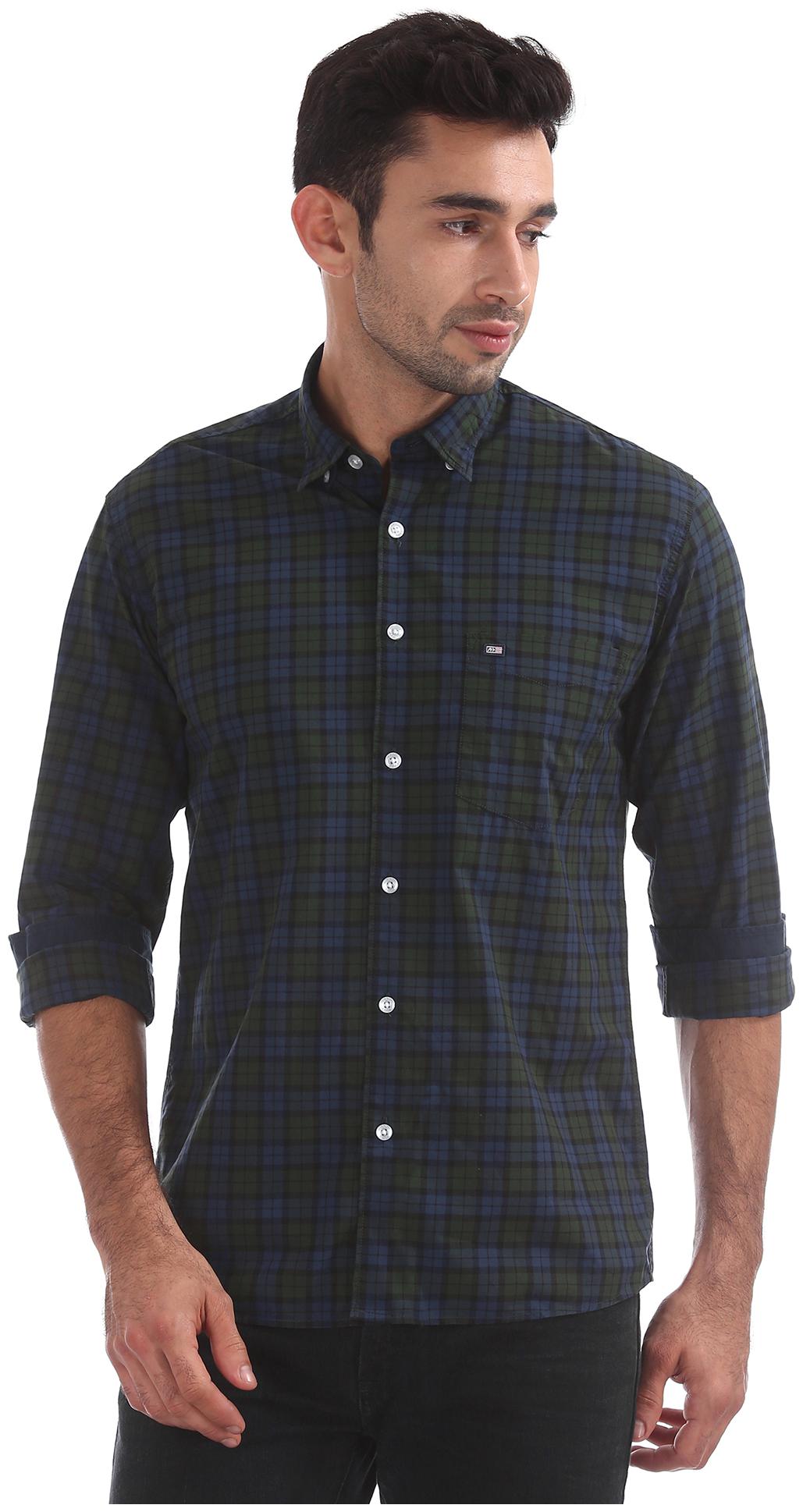 

Arrow Men Green Checked Regular Fit Casual Shirt