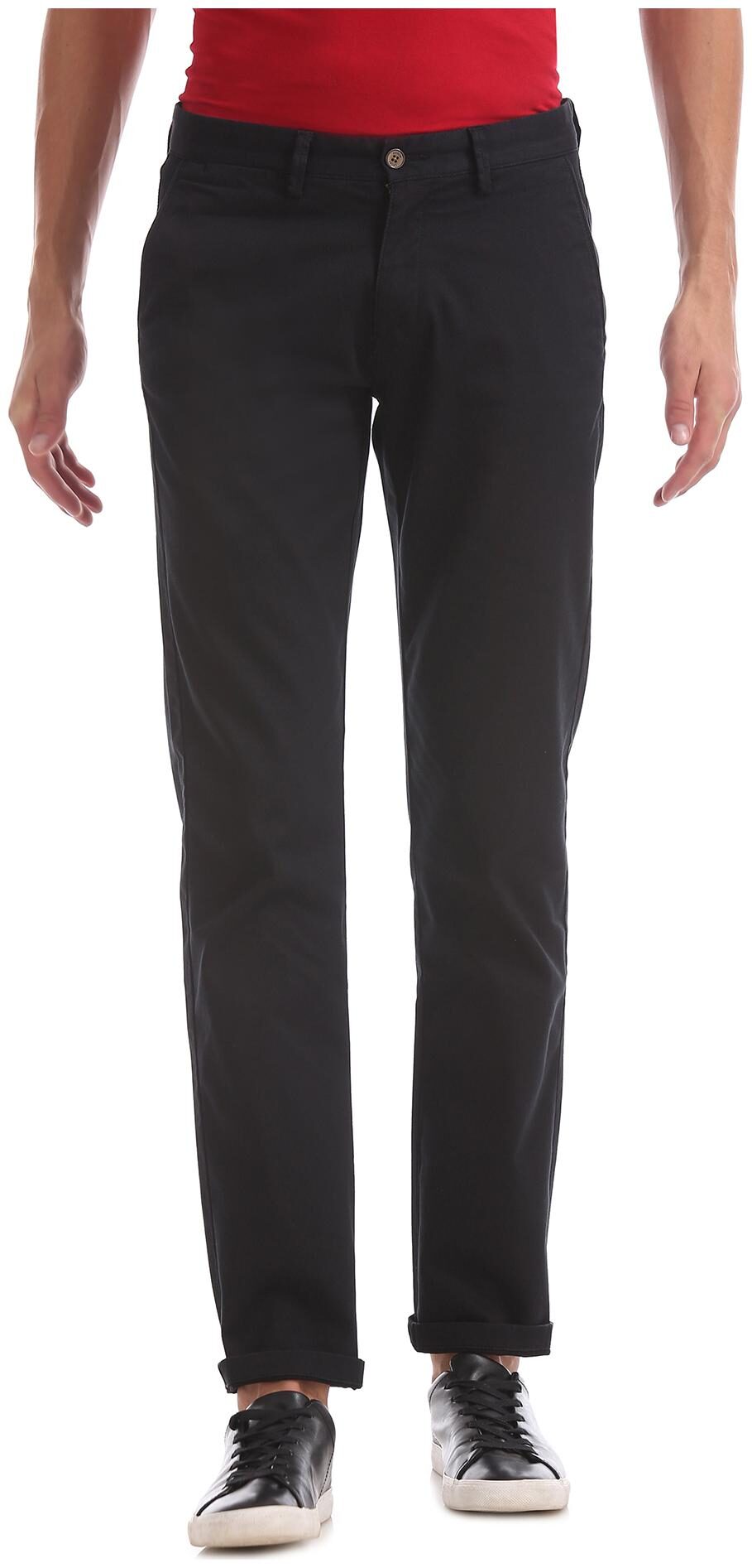 

Arrow Men Black Solid Slim fit Regular trousers