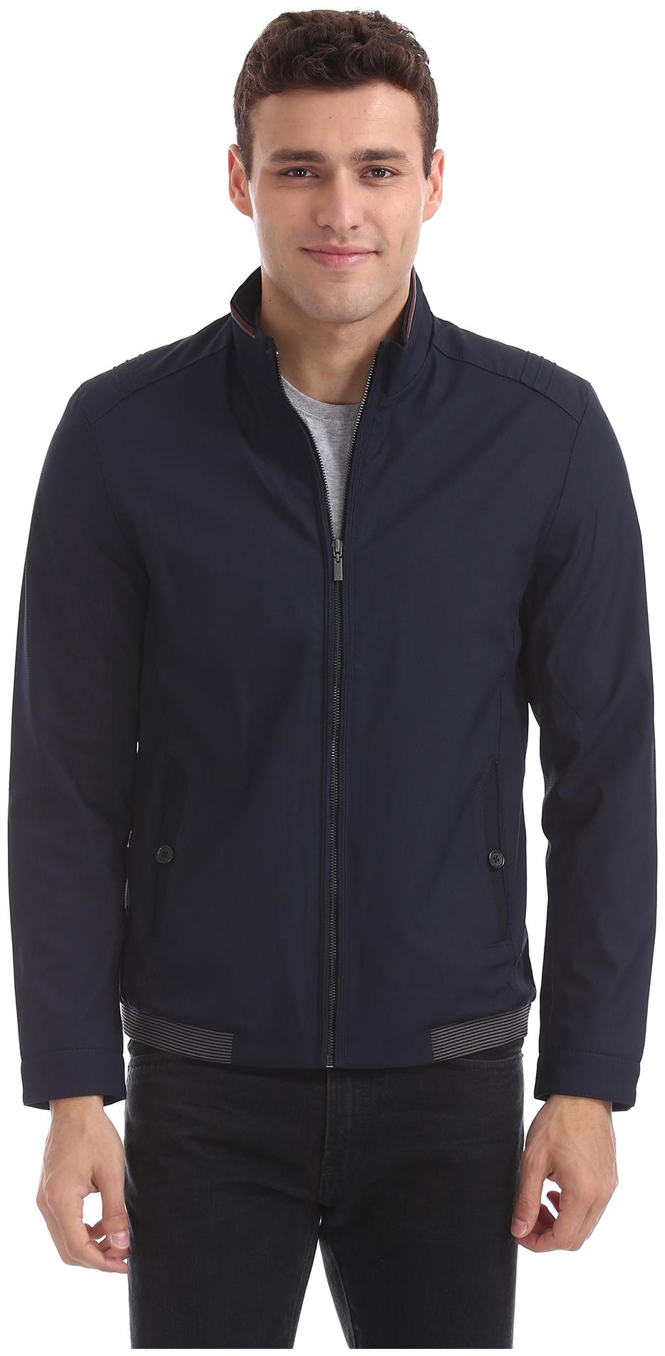 

Arrow Men Blue Solid Bomber jacket